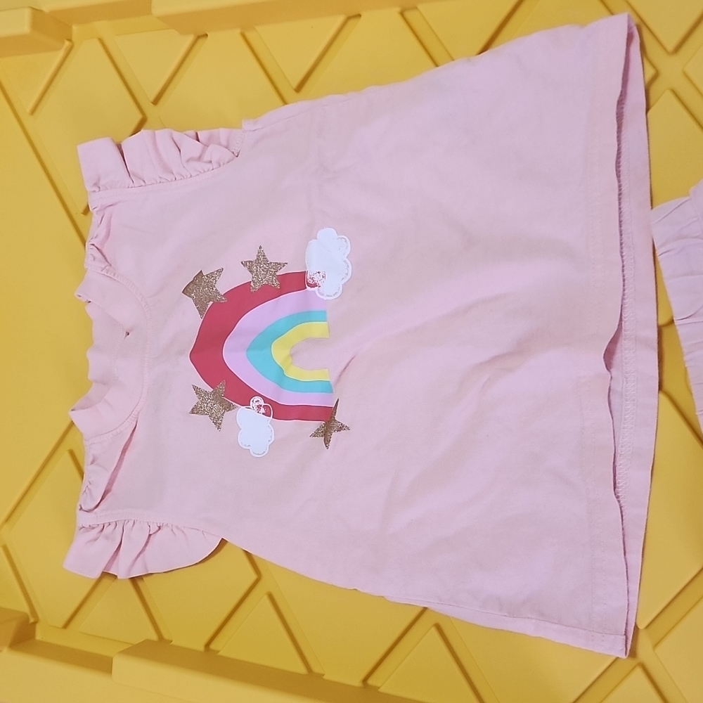 Little Star Organic pink rainbow girls short set size 3T - Picture 4 of 7